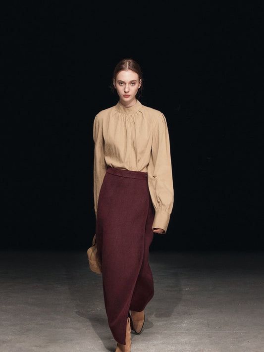 High-Waisted Vintage Wool Skirt