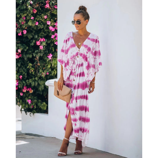 Lace Tie Dye Loose Dress Home Casual Dress