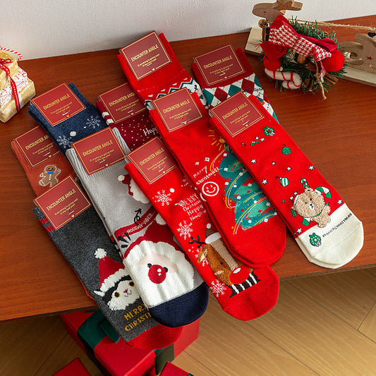Cute Christmas Pattern Mid Calf Warm Christmas Socks