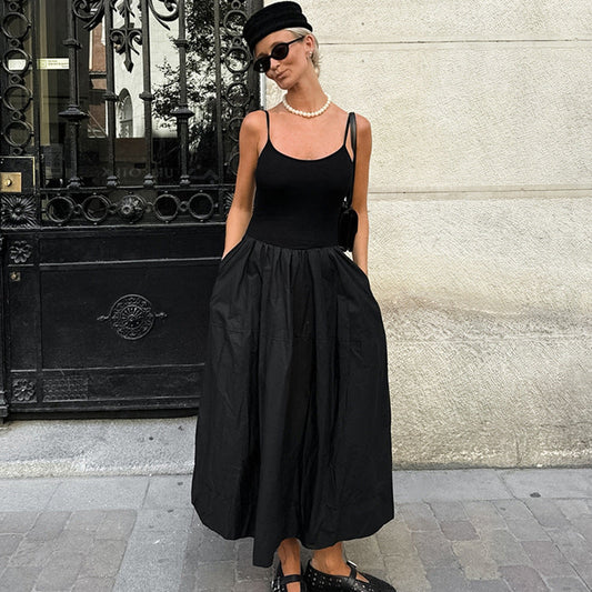 Fall Black Entry Lux Slip Nightdress Black Outerwear Ladies Homewear Pajamas