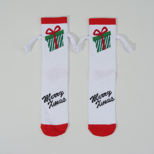 Holding Hands Mid Calf Cotton Warm Christmas Socks