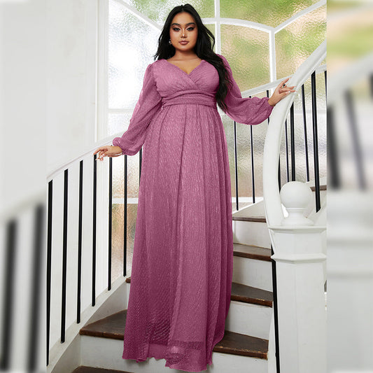 Plus Size Long Wedding Party Cocktail Light Luxury Evening