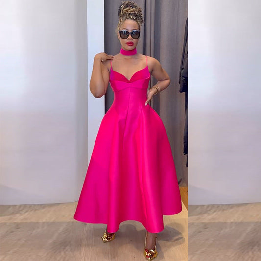 Elegant Elegant V neck Brace High Waist Slimming A Line Dress