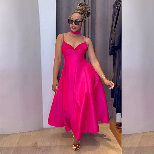 Elegant Elegant V neck Brace High Waist Slimming A Line Dress