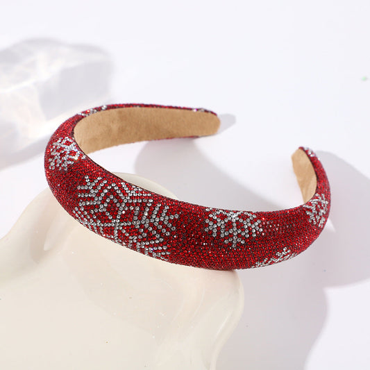 Christmas Snowflake Rhinestone Sponge Wide Hair Accessory