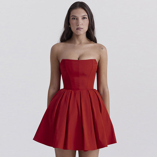 Short Dress Waist Tube Top A Line