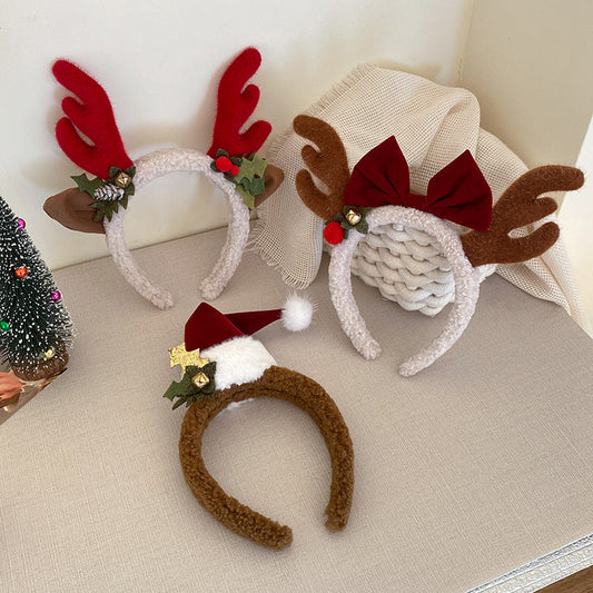Plush Reindeer Antler Whimsical Festive Hair Accessory