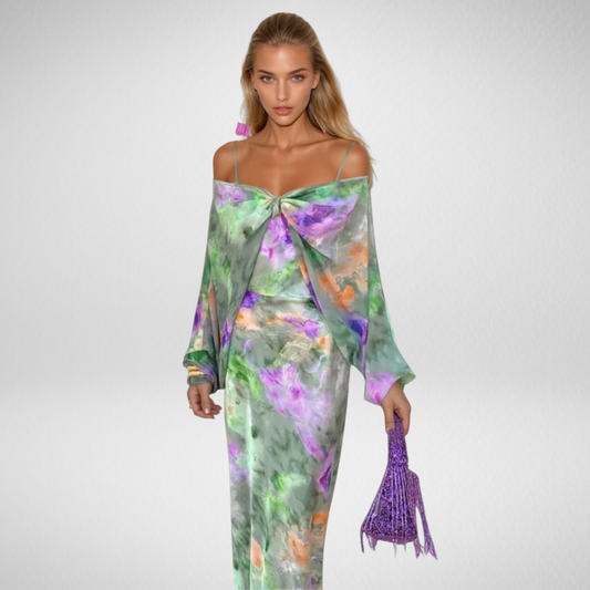 Nancy | Elegant Maxi Dress With Detachable Scarf