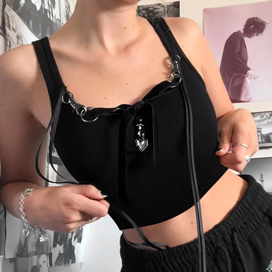 2025 Fashion Personalized Metal Decoration Spicy Girl Crop Top