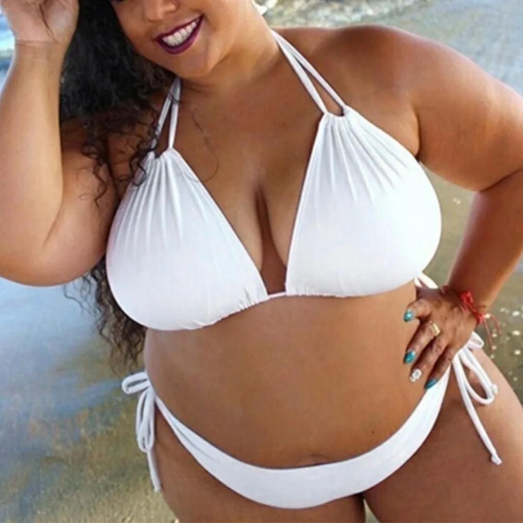 FashionSierra - 2024 Flattering High Cut Sexy Lace Up Plus Size Swimsuits