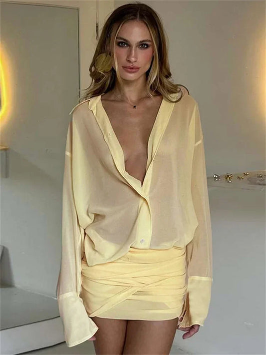 Bandage Long Sleeve Mini Dress Elegant Bodycon Outfit