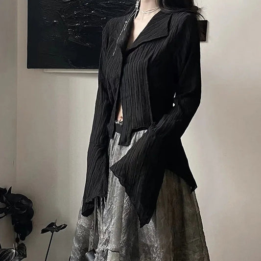 Dark Unpredictable Stylish Blouse Black / S