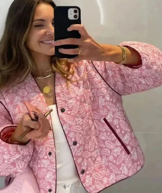 Pink Printed Cotton Coat
