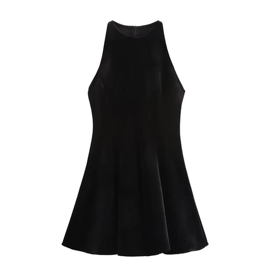Solid Tank Velvet Mini Dress