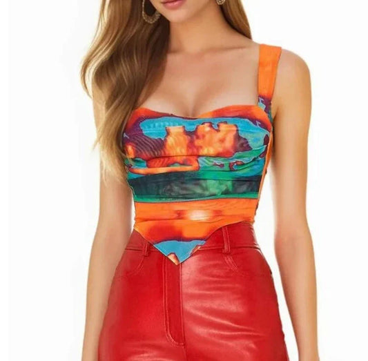 Mesh Tie Bow Back Camisole Top