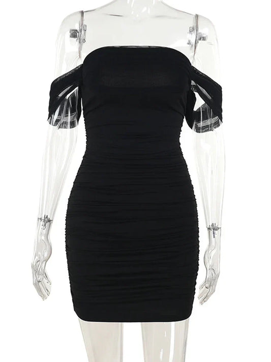 Off the Shoulder Short Sleeve Mini Dress