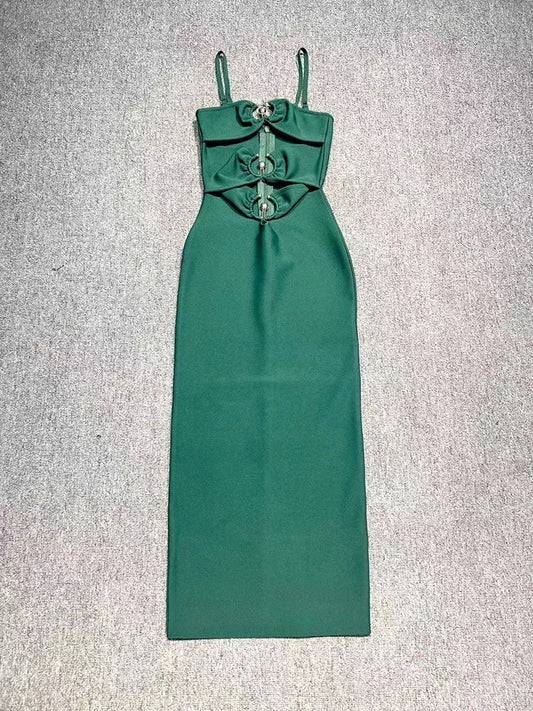 Strappy Hook Cut Out Bodycon Midi Dress
