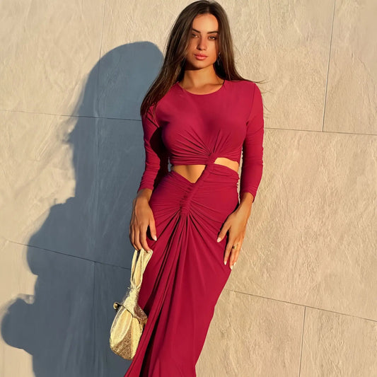 Long-Sleeved Irregular Bodycon Dress