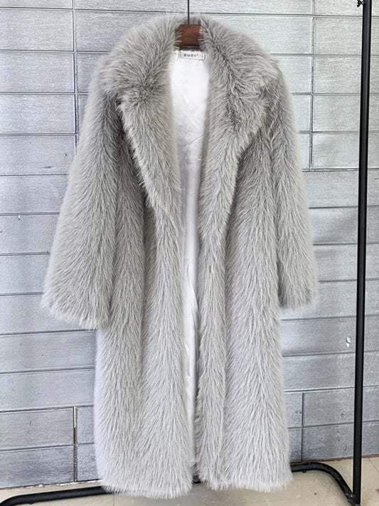 Winter Fur Feather Overcoat Loose Streetwear Jacket