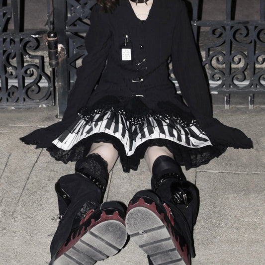 Baggy Lace Gothic Lolita Cake Skirt Black / One Size