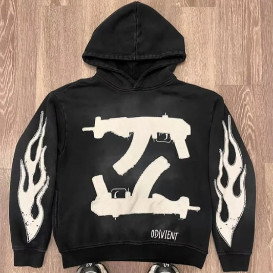 Printed Gothic Streetwear Hoodie