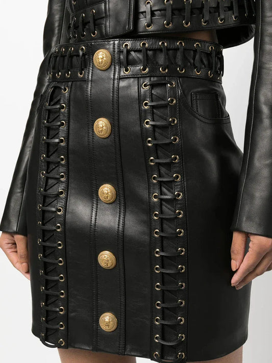 Fierce Fasteners String Tie Skirt Black / S