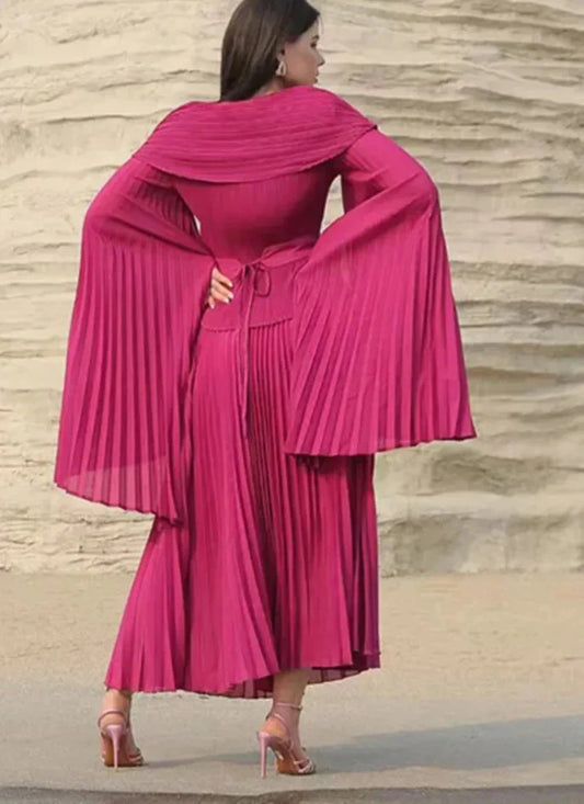 Flare Sleeves Top Elastic Waist Long Skirt Suit