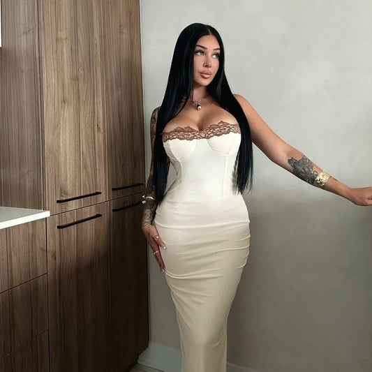 Lace Patchwork Spaghetti Strap Dress