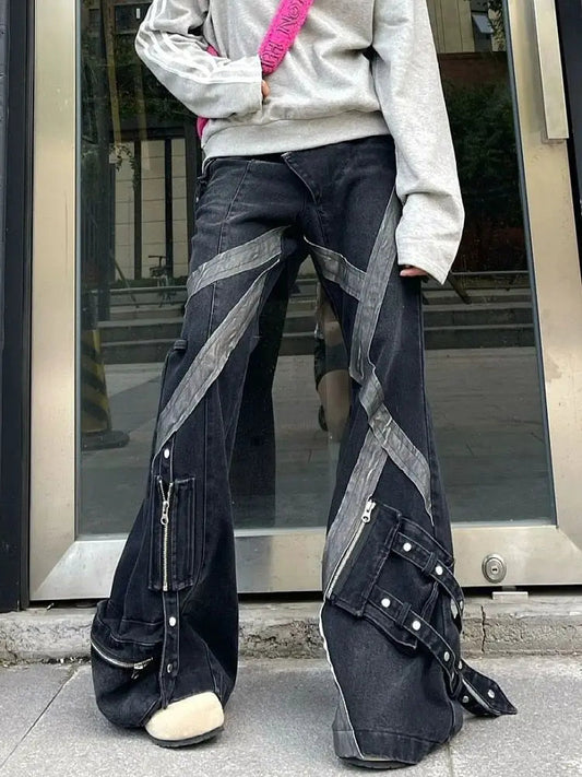 Zipper Joining Gothic Flared Pant black / S