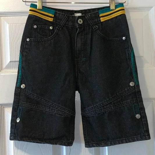 Antique Patchwork Denim Short black2 / S