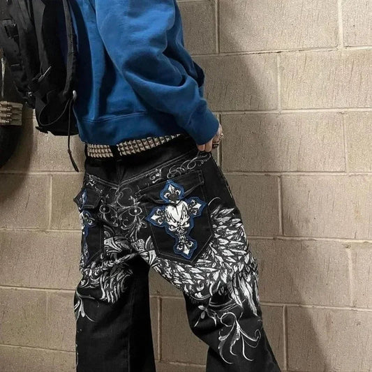 Dark Skull Shape Baggy Trouser black / S