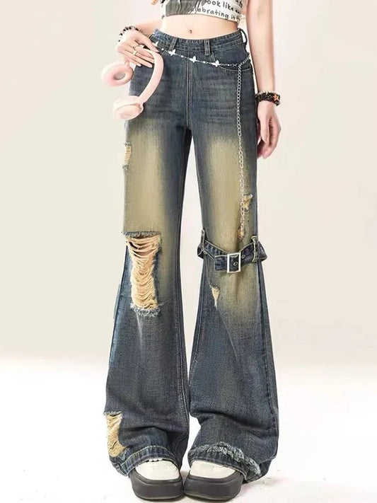Azure Torn Dark Baggy Harajuku Pant Blue / S