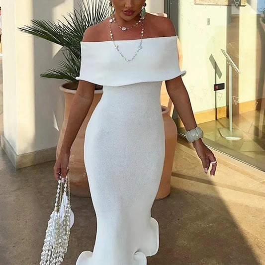 Ruffled Backless Midi Party Dress