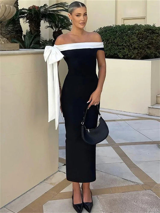 Diagonal Collar Backless Lace-Up Dress