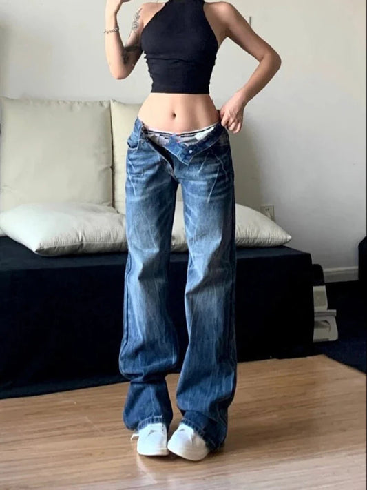 Korean Gothic Vintage Grunge Pant Blue / S