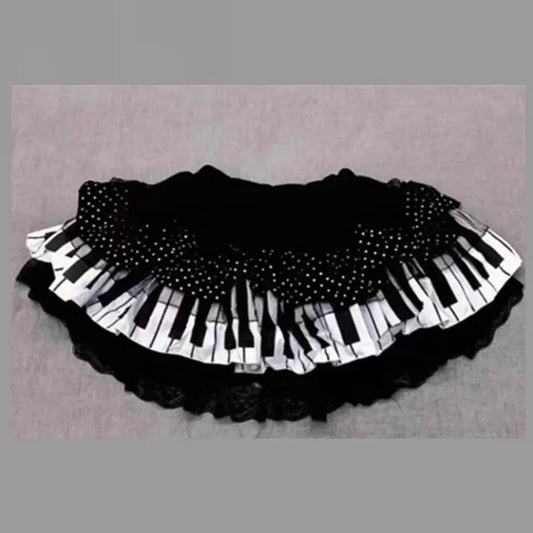 Baggy Lace Gothic Lolita Cake Skirt Black / One Size
