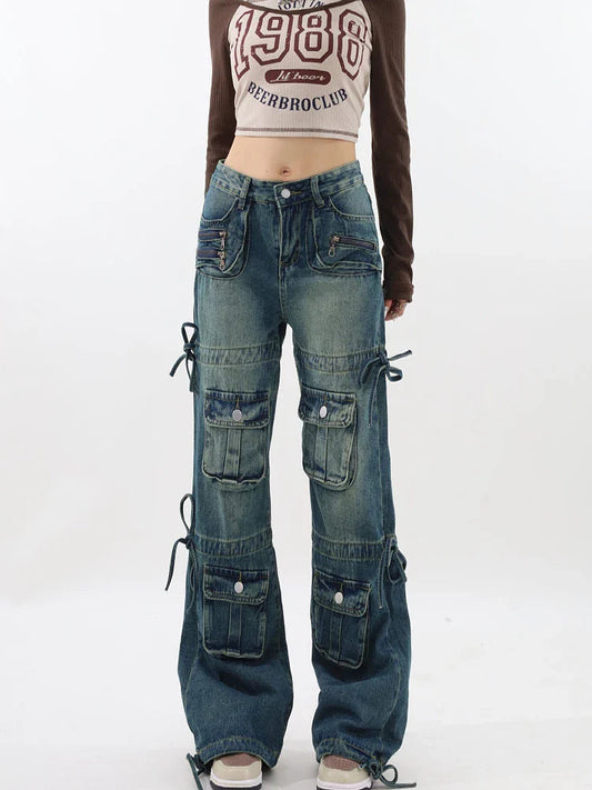 Azure Medieval Y2K Cargo Broad-Leg Trouser Blue / S