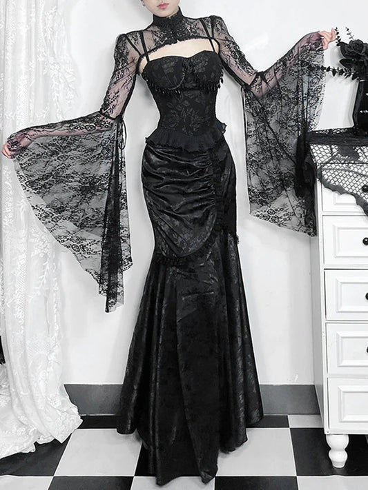 Splicing Uneven Skirt Black / XS