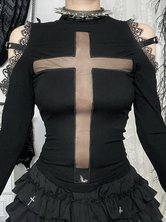 Dark Lace Patchwork Blouse