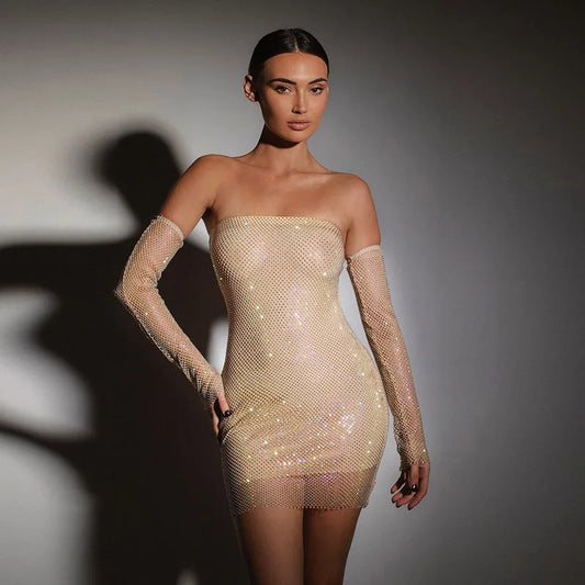 Off Shoulder Backless Long Sleeve Mini Dress