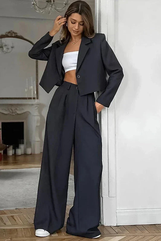 Autumn Winter Solid Office Pants Set