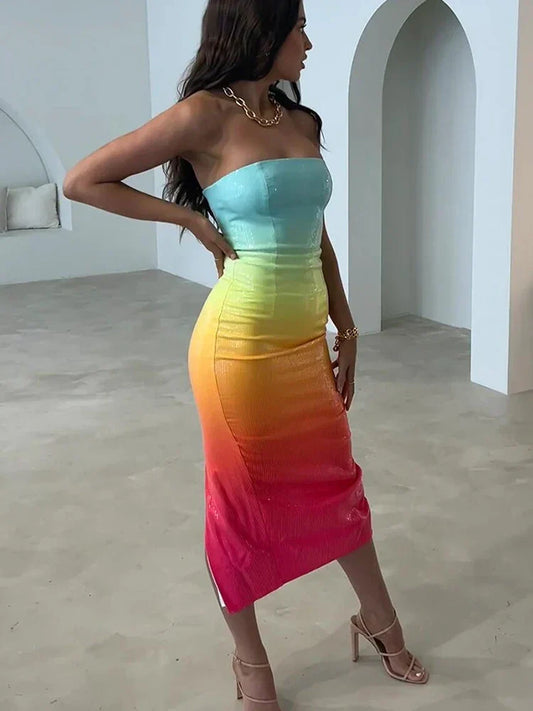 Sequin Ombre Midi Dress