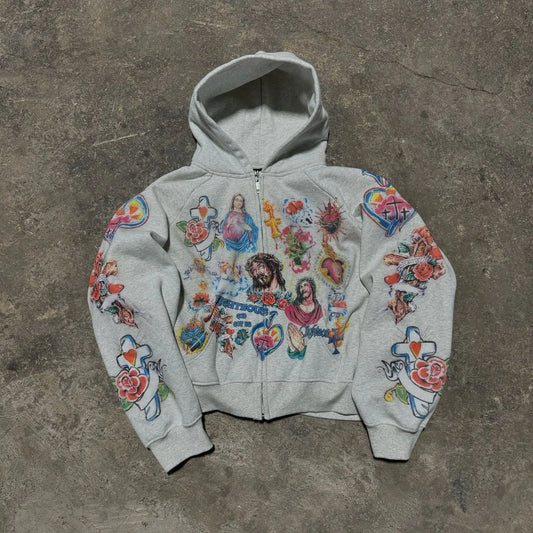 Printed Loose Rock Style Hoodie