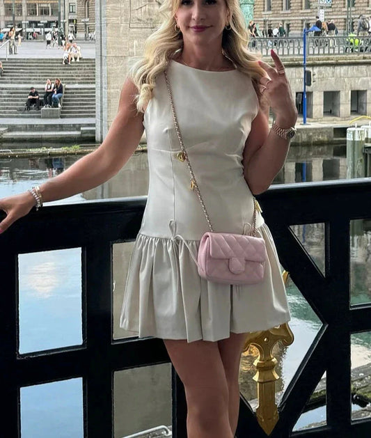 Bow Crew Neck Sleeveless Mini Dress