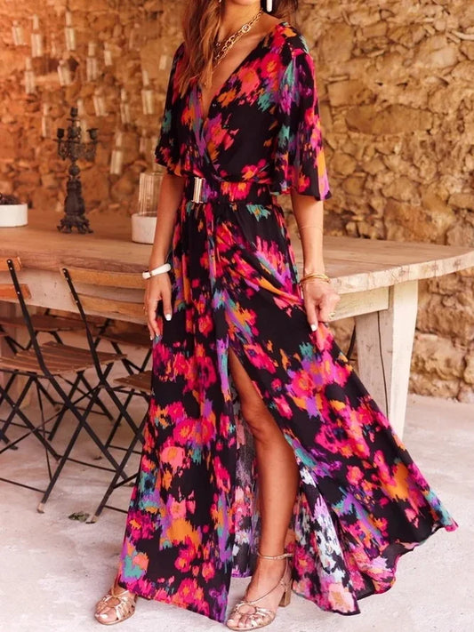 FashionSierra - 2025 Summer Sexy Short Sleeve Party Long Boho Dress