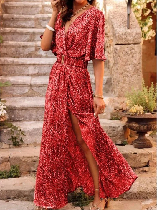 FashionSierra - 2025 Summer Sexy Short Sleeve Party Long Boho Dress