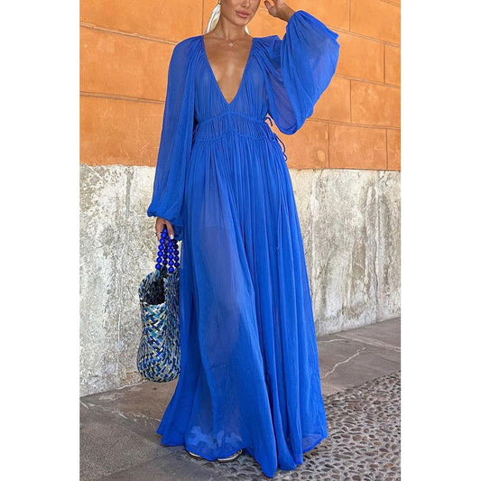 Party Chiffon Dress Loose Vacation Long Sleeve Dress