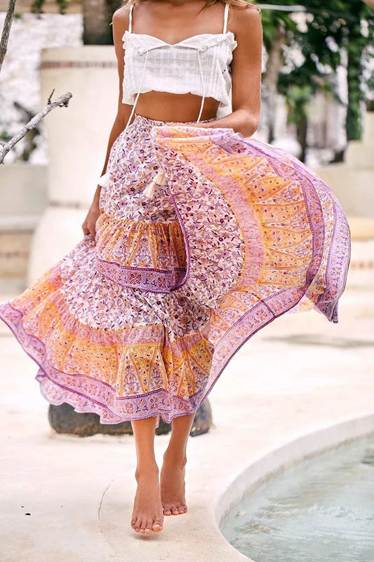 FashionSierra-Oversize Loose Long Sleeve Casual Cotton Pink Floral Print Summer Vintage Boho Dress