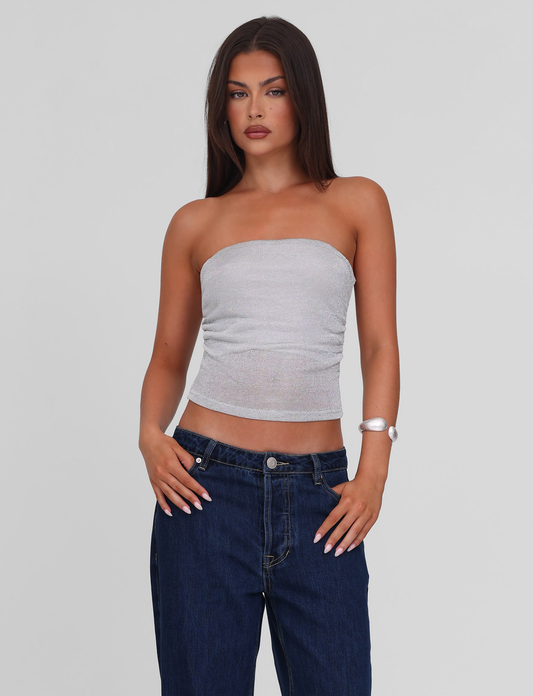 HARRIETT TUBE TOP - SILVER