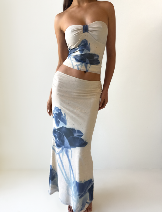 JANIS MAXI SKIRT - INDIGO FLORAL